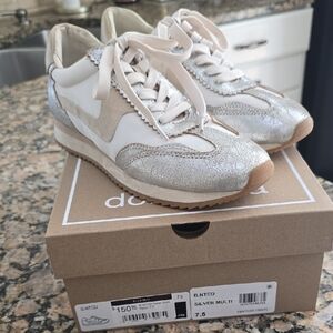 Dolce Vita Silver Cream Metallic Panel Sneakers